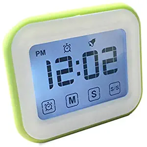Womdee Timer Digital Alarm Clock, LCD Touchscreen Magnetic Backing Come with Night Light 2 Modes Mute/Ring, Green