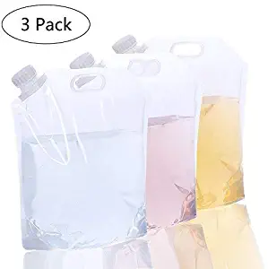 AMACASE [3 Packs] 5L Collapsible Water Container for Backpacking,Water Storage Container Water Carrier-Clear
