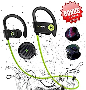 Bluetooth Headphones - Waterproof Sports Earphones - HD Stereo - Sweatproof Earbuds - Adjustable Ear - Hooks with Carrying Case by SAKAcare with Noise Cancelling - 10 Hour Workout.