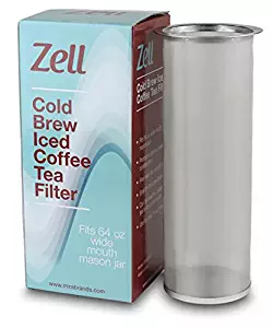 Cold Brew Coffee Maker, Iced Coffee & Tea Maker Infuser for Mason Jars | Durable Fine Mesh Stainless Steel Coffee Maker Filter (Stainless Steel - Straight, Fits 64 oz Wide Mouth Mason Jars)