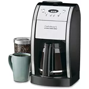 Cuisinart Grind & Brew 12-Cup Automatic Coffeemaker, Features Built In Grinder, 12 Cup Carafe with Ergonomic Handle, Dripless Spout and Knuckle Guard, with Pause N Brew Option, 24 Hour Fully Programmable and Gold Tone/Charcoal Filter Included