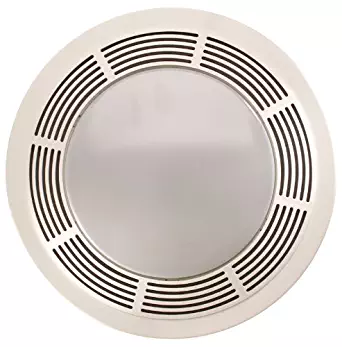 Broan 751 Fan and Light with Round White Grille and Glass Lens, 100 CFM 3.5 Sones