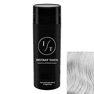 INSTANT THICK Hair Fibers for Thickening Hair Undetectably - Thicker Fuller Hair In Seconds 27.5g (0.97oz) 2 Month+ Supply (Gray)