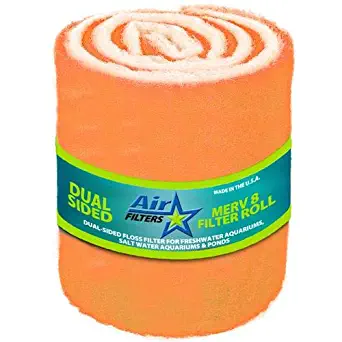 HVAC / Air Filter Media Roll , Orange / White MERV8 Polyester Media with a Heavy Dry Tackifier - 1" x 25" x 24'