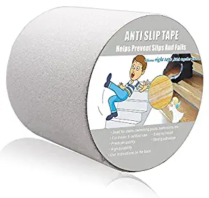 Anti Slip Tape Clear,Safety Track Tape Skid Tape Roll High Traction Strong Grip Abrasive Residue Free Adhesive (4" Width x 190" Long,Clear)