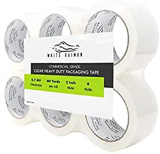Clear Packing Tape 2" inch Wide Commercial Grade w/60 Yards per Roll & 2.7 Mil Thickness Heavy Duty Box Packaging Tape Refill by White Kaiman - Fits Standard Dispenser 3, 6, or 12 Rolls (2inch-6pack)