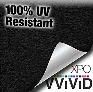 VViViD Black Weatherproof Faux Leather Finish Marine Vinyl Fabric (1.5 Foot x 54 Inch)