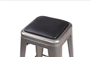 Gia Black Square Cushion(1 Pack) - Faux Leather- Match Tolix Style Metal Stool -Easy Assemble- Extra Soft Removable