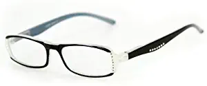 "Orlando" Modern Rectangular Reading Glasses w/ Faux Crystals by Ritzy Readers (Black +2.25)
