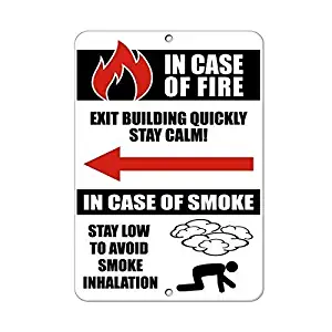 YIGUBIGU Safety Warning Metal Mark - in Case of Fire Exit Building Quickly Stay Calm Aluminum Metal Sign Tin Sign 8 x 12 inch tin Sign