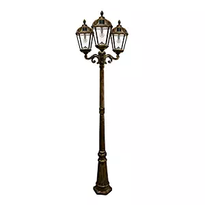 Gama Sonic GS-98B-T-WB Royal Bulb Triple Head Lamp Post 3 Outdoor Solar Lights on Pole, Weathered Bronze