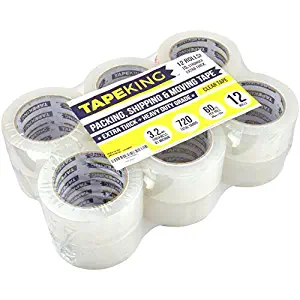 Tape King Super Thick 3.2mil Clear Packing Tape (12 Refill Rolls) - Heavy Duty Adhesive 60 Yards Per Roll, Carton, Industrial, Commercial, Moving, Box & Packing Sealing (TK-053)