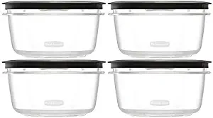 Rubbermaid Premier Food Storage Container, 4 Pack, 5 Cup, Clear