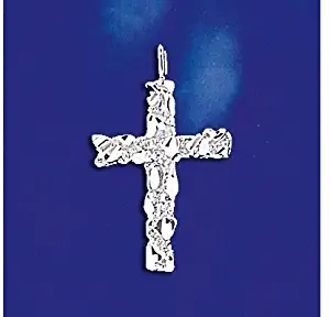 Sterling Silver Nugget Cross Pendant Christian Religious Charm Solid 925 Silver - Silver Jewelry Accessories Key Chain Bracelet Necklace Pendants