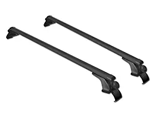 MPH 2Pcs 49" (125cm) Universal Fit Oval Black Adjustable Aluminum Window Frame Roof Rack Rail Cross Bars Utility Cargo Carrier 3 Pairs Mounting Clamps