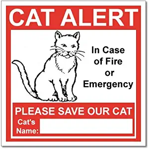 SecurePro Products 6 Cat Alert Safety Warning Window Door Stickers; in Case of Fire Notify Rescue Personnel to Save Cat