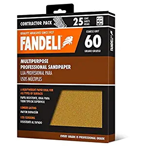Fandeli 36021 060 Grit Multipurpose Sandpaper Sheets, 9"x 11", 25-Sheet