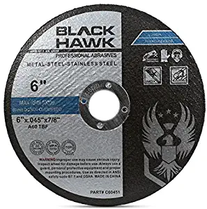 25 Pack Black Hawk 6" x .045 x 7/8" Arbor Metal & Stainless Steel Cut Off Wheels - Ultra Thin Discs