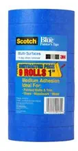 3M Scotch-Blue 2090 Safe-Release Crepe Paper Multi-Surfaces Painters Masking Tape, 27 lbs/in Tensile Strength, 60 yds Length x 1" Width, Blue (Pack of 9)