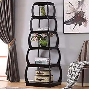 Mixcept 66" Multi-Purpose Shelves 5 Tier Bookshelf Bookcases Wooden Storage Display Shelf Standing Shelving Unit Collection Shelf, Black