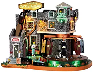 Lemax Spooky Town Box-Of-Bones Coffin Factory with Adaptor # 45669