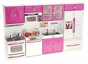 PowerTRC® My Modern Kitchen 32 Full Deluxe Kit Battery Operated Toy Doll Kitchen Playset w/ Lights, Sounds, Perfect for Use with 11-12" Tall Dolls