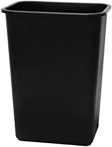 United Solutions WB0060 Black Plastic 41 Quart Office Wastebastket-10.25 Gallon Trash Can in Black