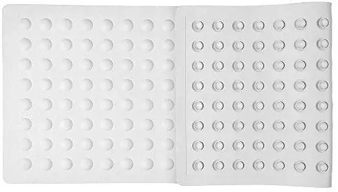 Bath and Shower mat, Non-Slip Bathtub mat, Extra Length, with Effective Suction Cups, Non-Toxic, Latex-Free Natural Rubber, 38.2" x 14.2", White