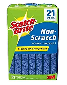 Scotch Brite Blue Non-Scratch Scrub Sponges 21 PACK 3M Individually Wrapped NEW