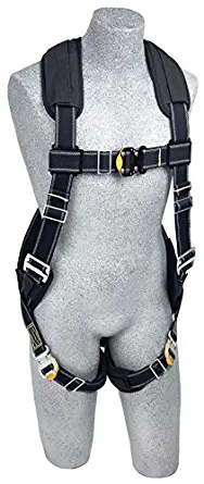 3M DBI-SALA Exofit Xp 1100941 Back D-Ring with Nomex/Kevlar Web and Comfort Padding, Leather Insulators and Quick Connect Buckle Leg Straps, Large, Black