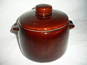 Vintage West Bend Brown Lidded Bean Soup Pot Cookie Jar Container