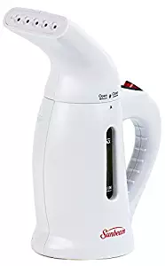 Sunbeam SB51W Garment Steamer Portable Handheld Fabric Steamer, 266 milliliter Water Tank, Fast Heat-up Powerful Travel Garment Clothes Steamer with High Capacity for Home and Travel, Travel Pouch Included
