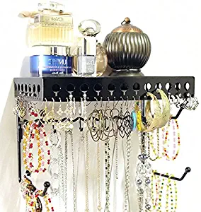 Mango Steam Wall-Mounted Jewelry Organizer Shelf (10 Inch, Black)