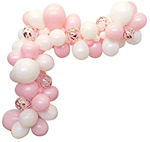 100pcs DIY Balloons Garland with Pink and White Balloons Confetti Balloons Perfect for Birthday Party Bridal Baby Shower Engagement Wedding Party Decor