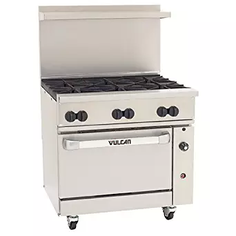 Vulcan 36-S-6B-N Vulcan 36S06B - Endurance Gas Range, 36"W, 6 Burners, 1 Baker's Width Oven, Standard, Natural