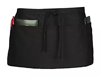 Ritz CL3PWACBK 4 Pocket Waist Serving Apron, black, 1 Pack, One Size