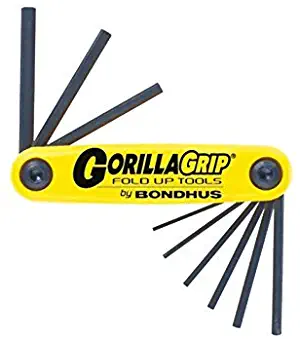 Bondhus 12591 GorillaGrip Set of 9 Hex Fold-up Keys, sizes .050-3/16-Inch (Limited Edition)