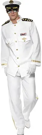 Smiffys Men's Captain Deluxe Costume, White