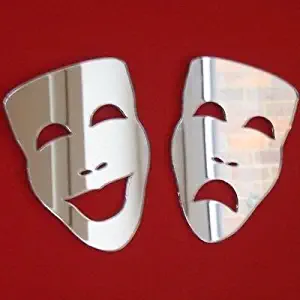 Super Cool Creations Theatre Masks - Tragedy & Comedy Mirrors - 12cm x 8cm Each