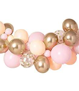 Balloons Garland Kit Macaron Colors Pink Peach Metallic Gold Confetti Balloons for Wedding Birthday Party Baby Shower Decoration