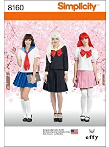 Simplicity 8160 Anime School Girl Cosplay Sewing Pattern, 3 Costumes Sizes 4-12