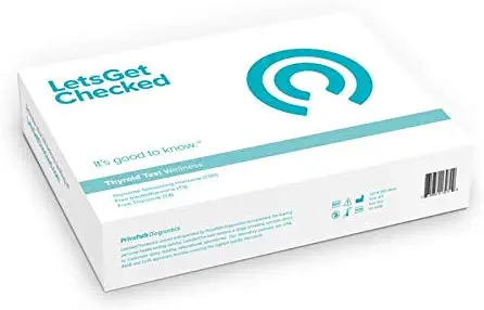 Home Thyroid Function Test, Testing Thyroid Stimulating Hormone (TSH), Free Thyroxine (FT4), Free Triiodothyronine (FT3). LetsGetChecked, CLIA Accredited Labs. Online Results in 5 days