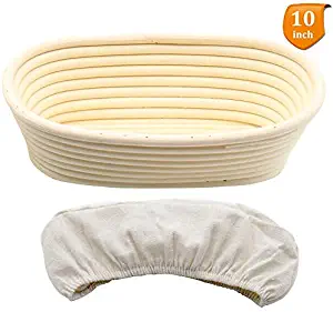 10 Inch Oval Bread Banneton Proofing Basket, Sourdough Lame bread making starter baking tools Baking Bowl Dough, Great gifts for Sourdough Starter and Making Artisan Homemade Bread, NO proofing kit