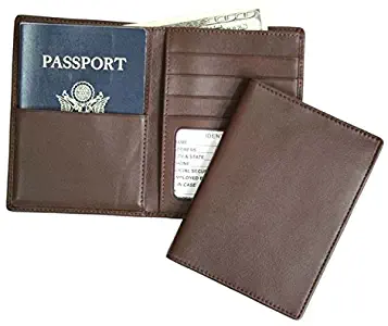 Royce Leather RFID Blocking Bifold Passport Currency Travel Wallet, Brown, One Size