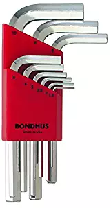 Bondhus 16299 Set of 9 Hex L-wrenches with BriteGuard? Finish, Short Length, sizes 1.5-10mm