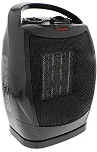 Oscillating Space Heater – Forced Fan Heating with Stay Cool Housing - Thermal Ceramic PTC with Tip-Over Safety Cut-Off, Overheat Protection and Adjustable Thermostat - Rotates 70° - by Bovado USA