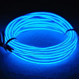 i-Deal 9ft AA Battery Powered El Wire Neon Lights Glowing Strobing Electroluminescent Wire String Lights with 3 Modes For Car Lights Party Lights Wedding Lights Festival Lights (Blue)