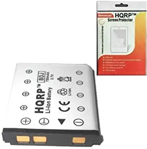 HQRP Battery for Kodak EasyShare M883, M873, General Electric GE J1050, E1255W, E1055W, E1450W, E1480W, E1486TW, G3WP, G5WP, J1250, J1455 Digital Camera Replacement Plus HQRP LCD Screen Protector