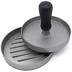 zacheillo Non Stick Aluminum Hamburger Press with Wood Handle,Meat Patty Mold Maker for Grill Barbecue Kitchen, Dishwasher Safe