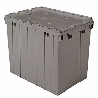 Akrobin Attached Lid Containers 17 Gallon, 21-1/2 x 15 x 17 Gray (6 Case)